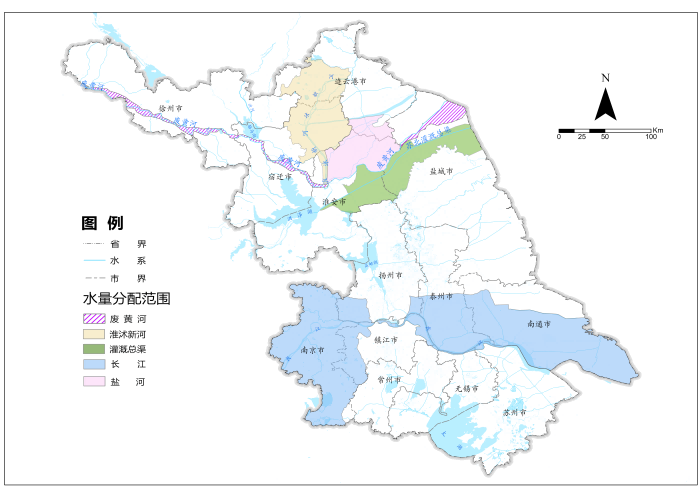 江苏省跨市水量分配图